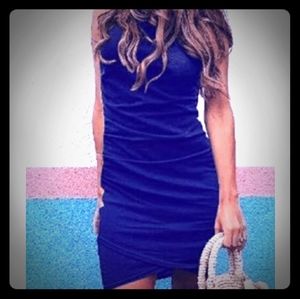 Blue Asymmetric mini dress